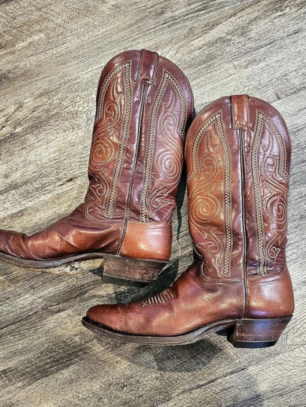 Justin 1467 Western Leather Boots Brown US 7.5 B